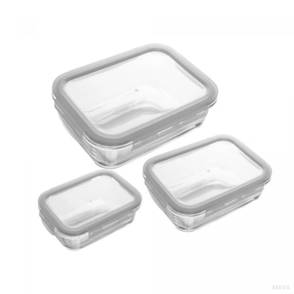 Jogo 3 Potes Hermeticos de Vidro Lyor 1L/640Ml/370Ml