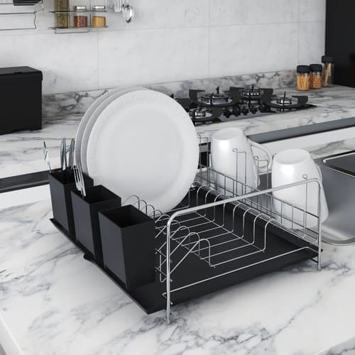 Escorredor Louças Aço Inox Bandeja Coletora Porta Talheres Copos Organizador Cozinha