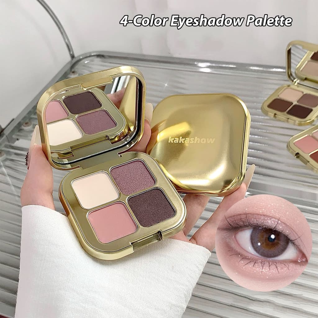 kakashow Smooth Glide 4 Shade Paleta De Sombras De Longa Duração Pote De Glitter À Prova D'água Amigável Para Iniciantes