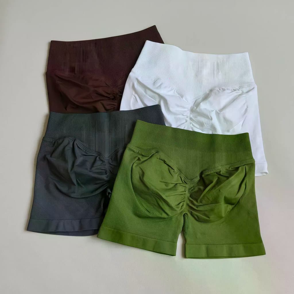 Pêssego Bunda Shorts de Fitness Femininos Esportivos Sem Costura para Yoga, Modeladores de Quadril, Cintura Alta, Contro