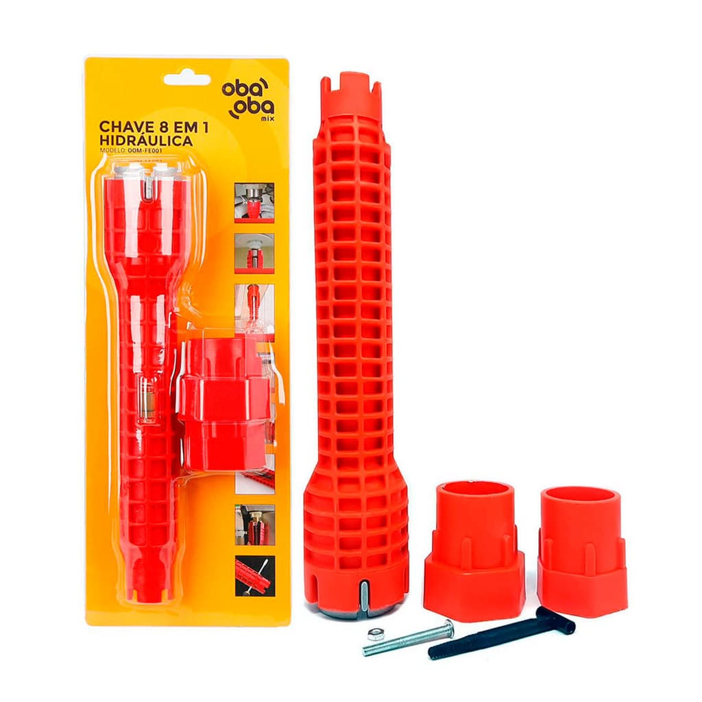 Chave Hidráulica Multifuncional com Nível [8 em 1] Oba Oba Mix Torneira 8em1 Pia Vermelho Canos Pias Grifo Instalação