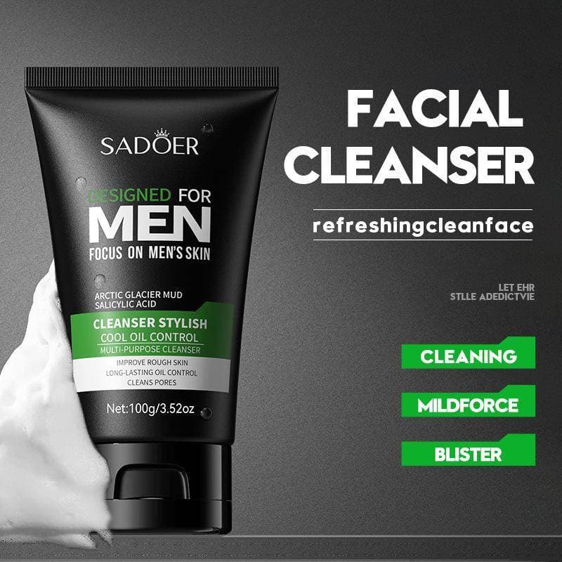 SADOER Cool Limpador Facial Fragrância Refrescante Limpeza Profunda Hidratante Aperto De Poros Masculino