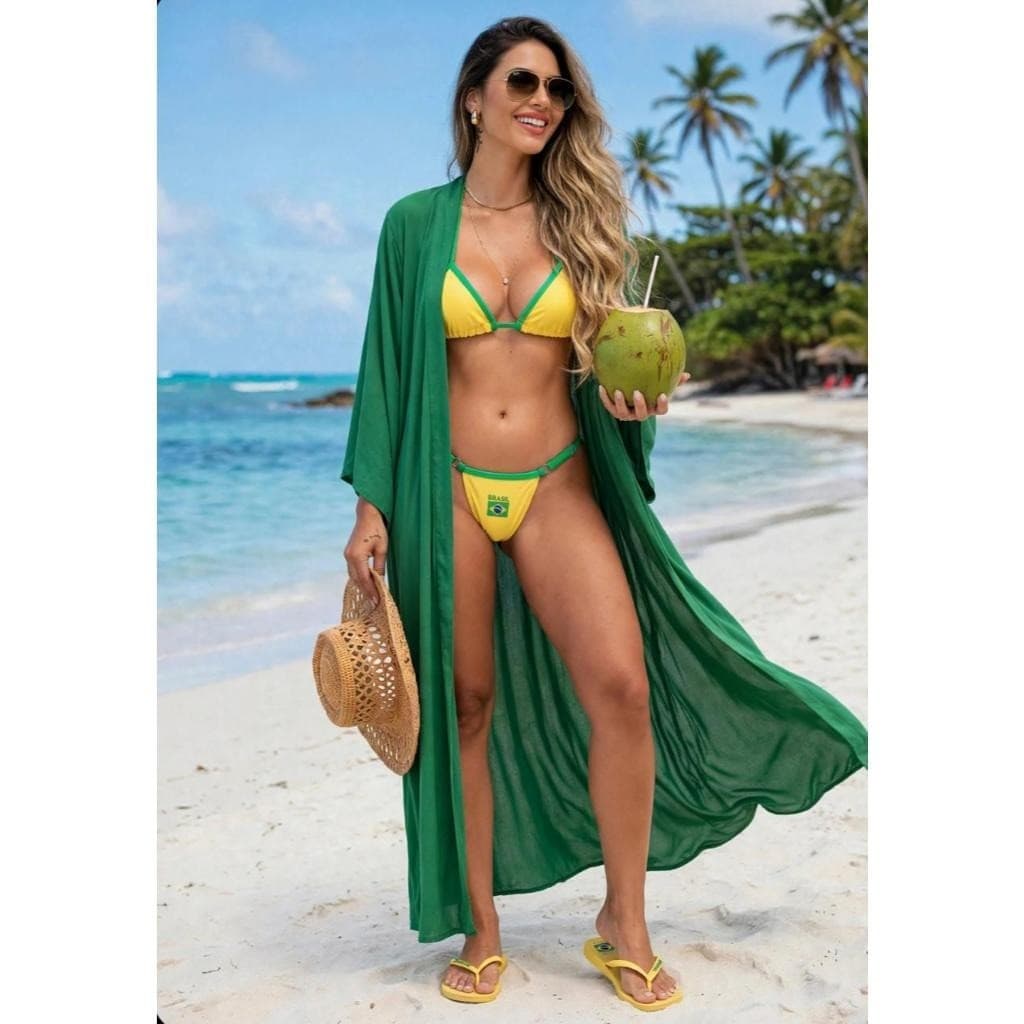 Biquíni Brasil Tropical Tamanho Único Praia Verão - Alta Qualidade - Envio Imediato