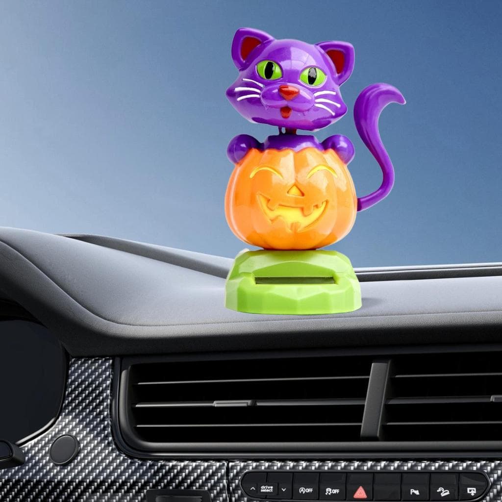 Figuras De Dança Solar Sem Bateria Decoração Bobble Balançando Cabeça Abóbora Gato Ornamentos Para Escritórios Doméstico
