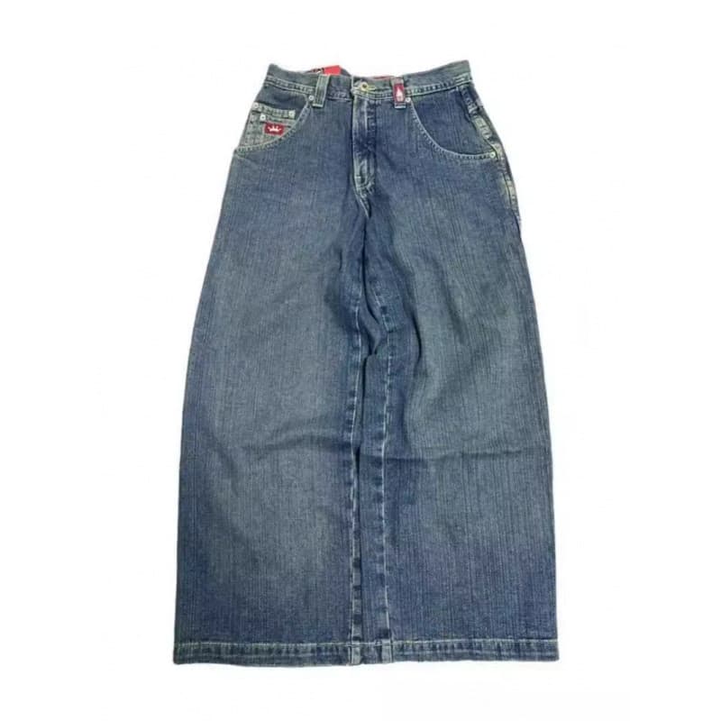 Y2K Harajuku Jeans Soltos Homens JNCO Retro Hip Hop Street Casual Jeans de Perna Larga Algodão