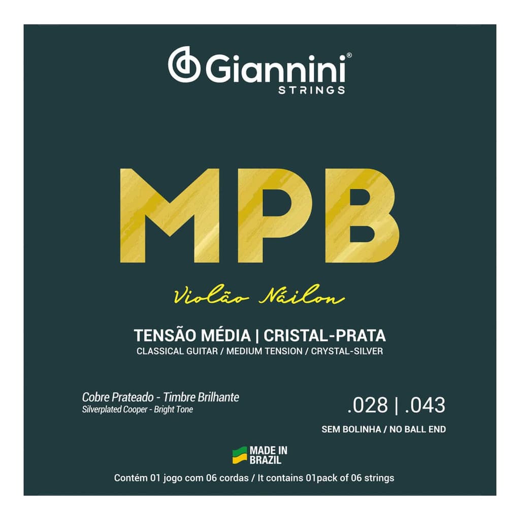 Encordoamento Giannini Mpb Violão Nylon Cristal Prata Genws