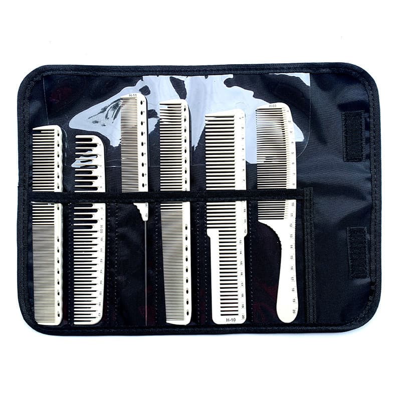 Conjunto de seis pentes graduados para corte de cabelo, pente especial para barbeiro, pente de óleo texturizado com esca
