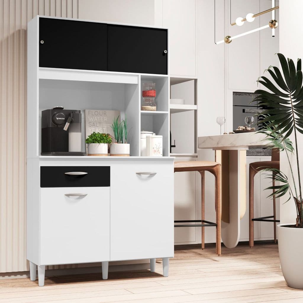 Armário Sala de Jantar Cozinha Compacta Organizador Duda 172x90x35cm Com Gaveta