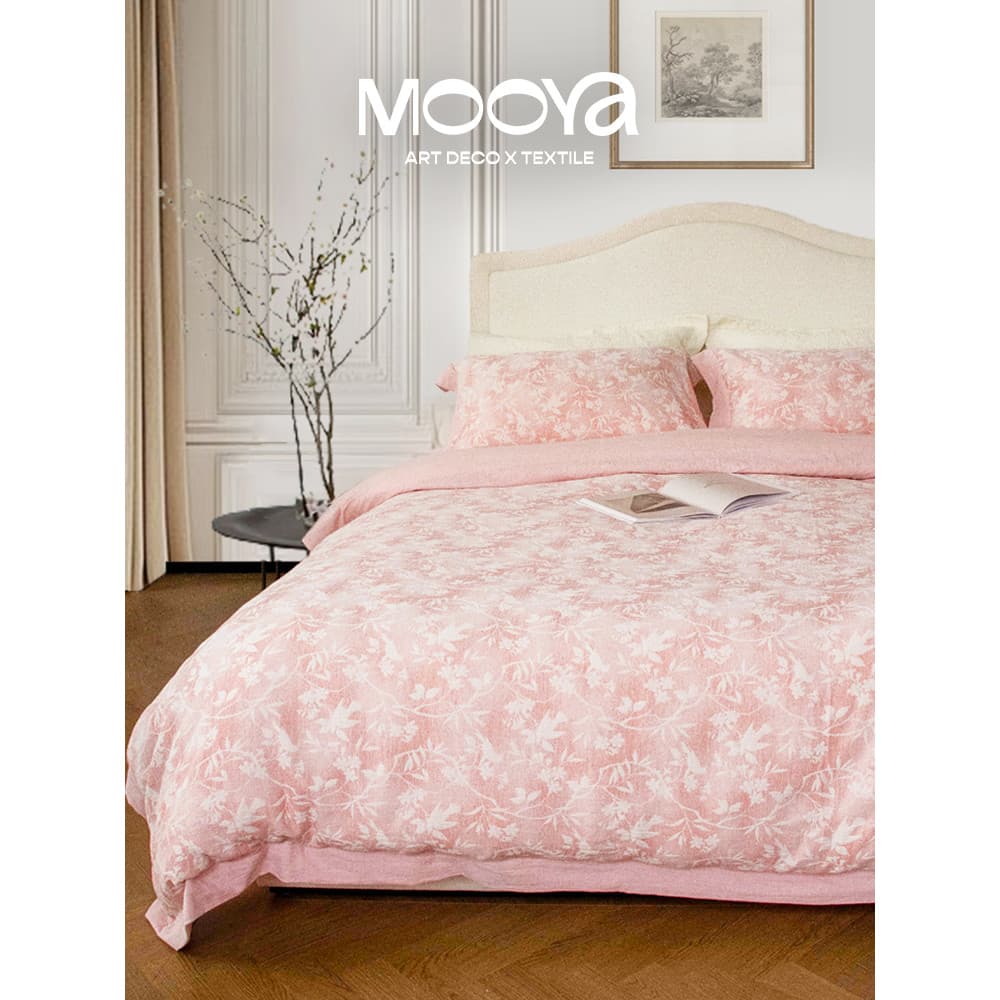 MOOYA Madeleine francês rosa conjunto de quatro peças Premium 60S Xinjiang algodão de lã longa luz luxo classe A nu cama