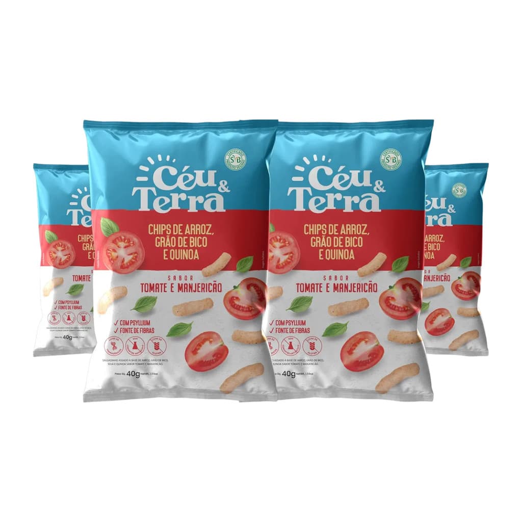 Kit 4 Ceu e Terra Tomate e Manjericão 40g Vegano