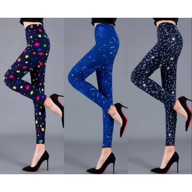 Galaxy estrelas céu estrelado impresso Leggings feminino exterior usar confortável casa calças macio fino ajuste elástic