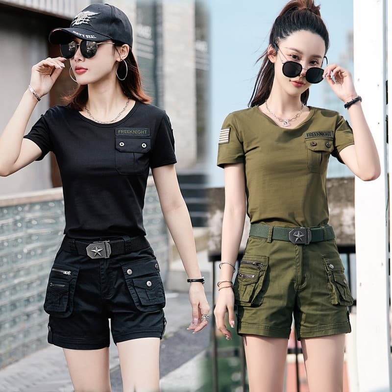 Camuflagem terno feminino macacão Shorts 2025 novo estilo Casual esportes verão na moda rua moda mais magro olhar bonito
