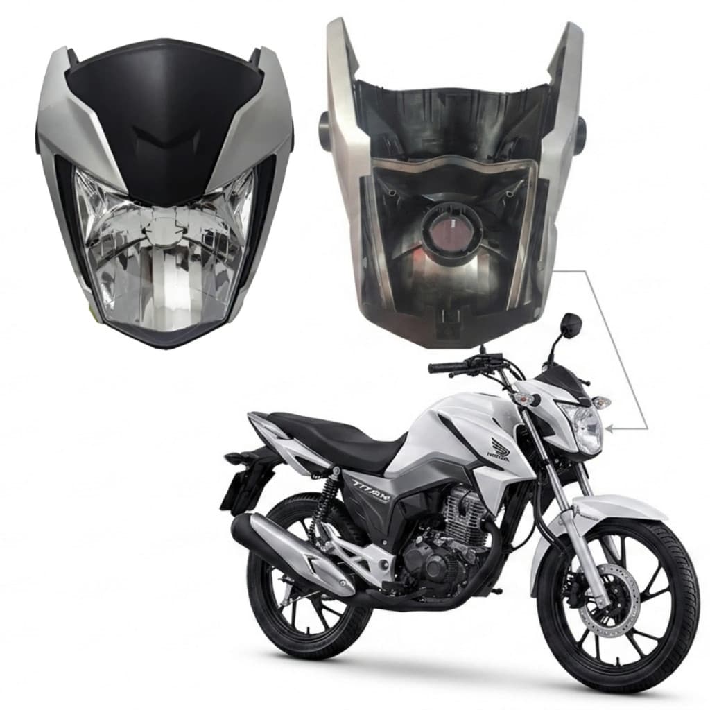 Kit Frente Farol Completo Cg Titan 160 2022 2023 2024 Prata