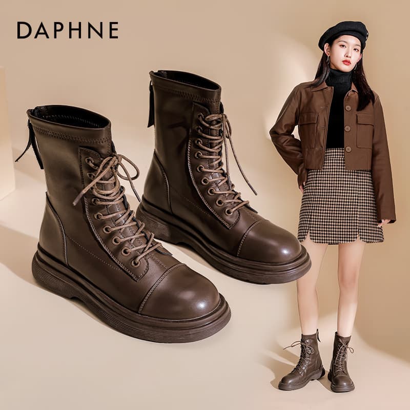 Daphne marrom Martin botas femininas finas botas femininas 2026 novo estilo botas de outono feminino All-Match preto bot