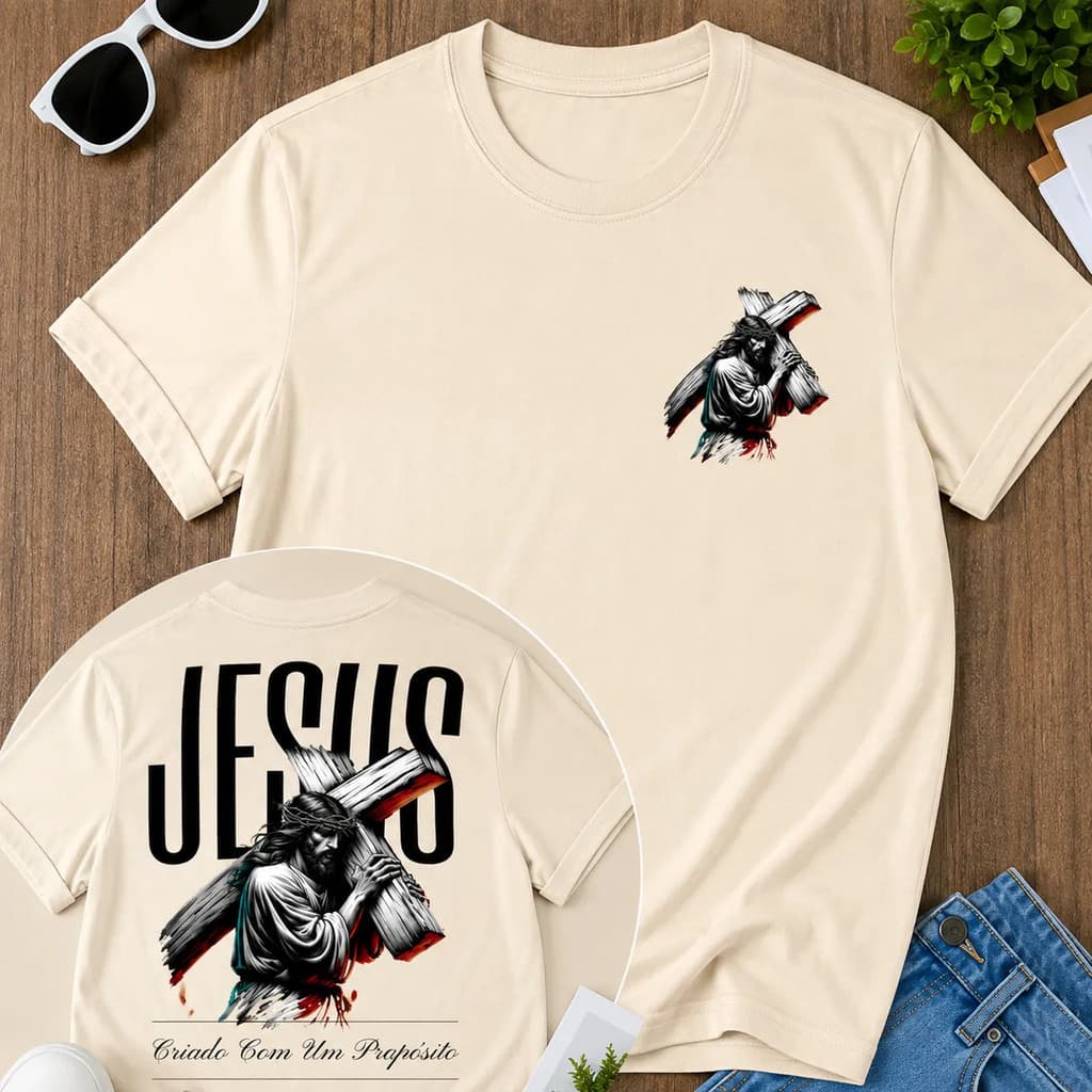 Camiseta Jesus Streetwear Camisa Cruz Básica Algodão Oferta