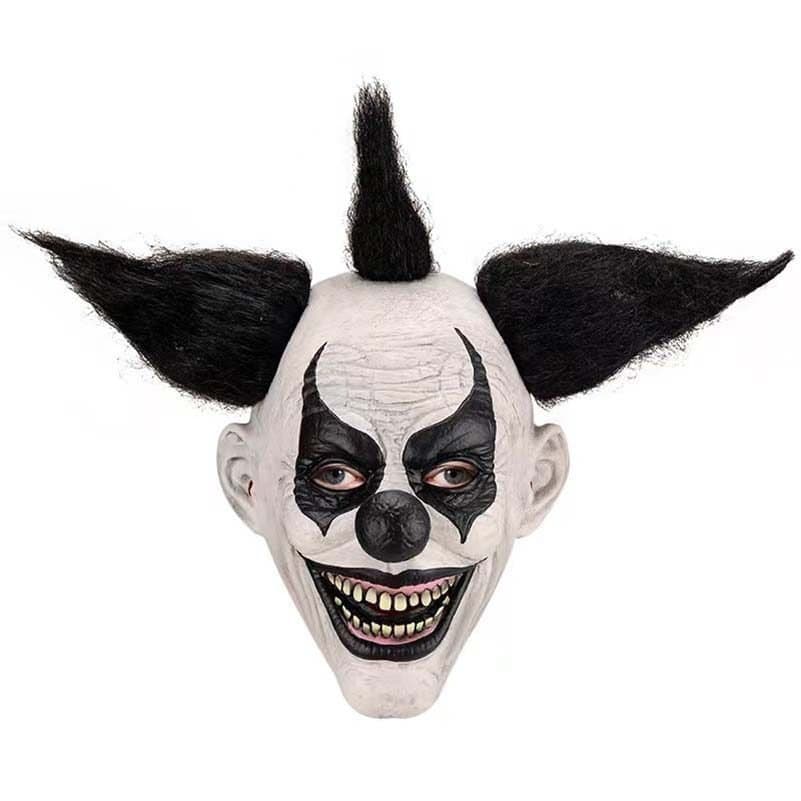 Cavaleiro Das Trevas Chifre Palhaço Máscara Decoração Halloween Assustador Demônio Cosplay Casa Assombrada Adulto Cabelo