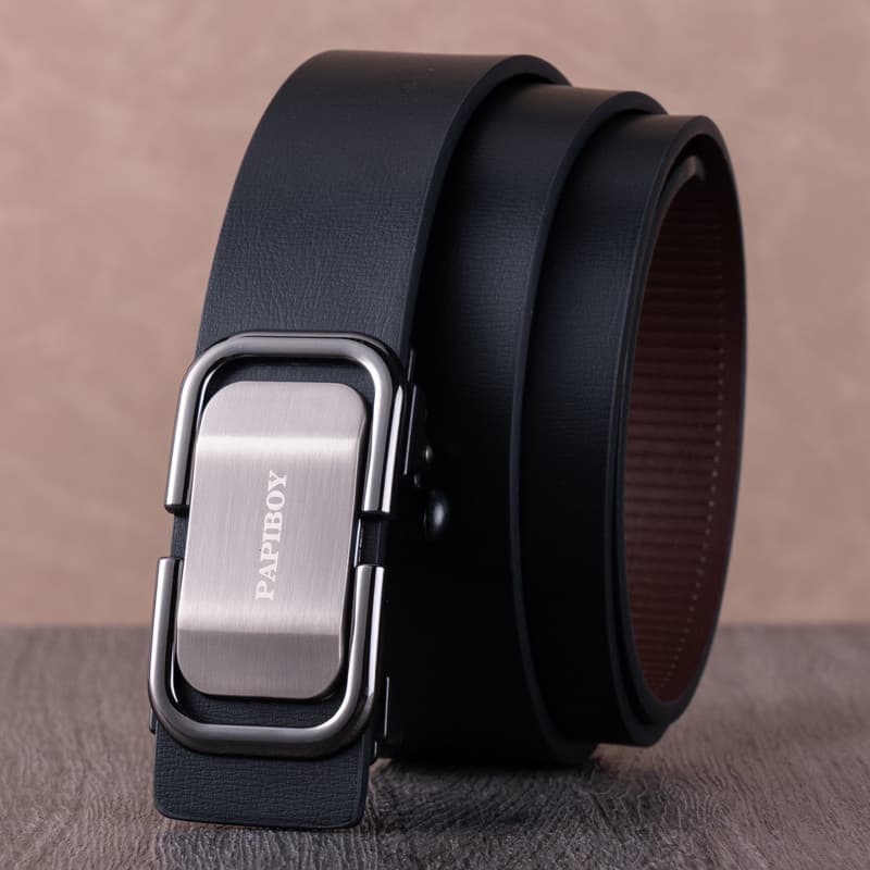 Cinto de couro masculino couro genuíno desdentado fivela automática cinto de couro masculino juventude idosos Casual cin