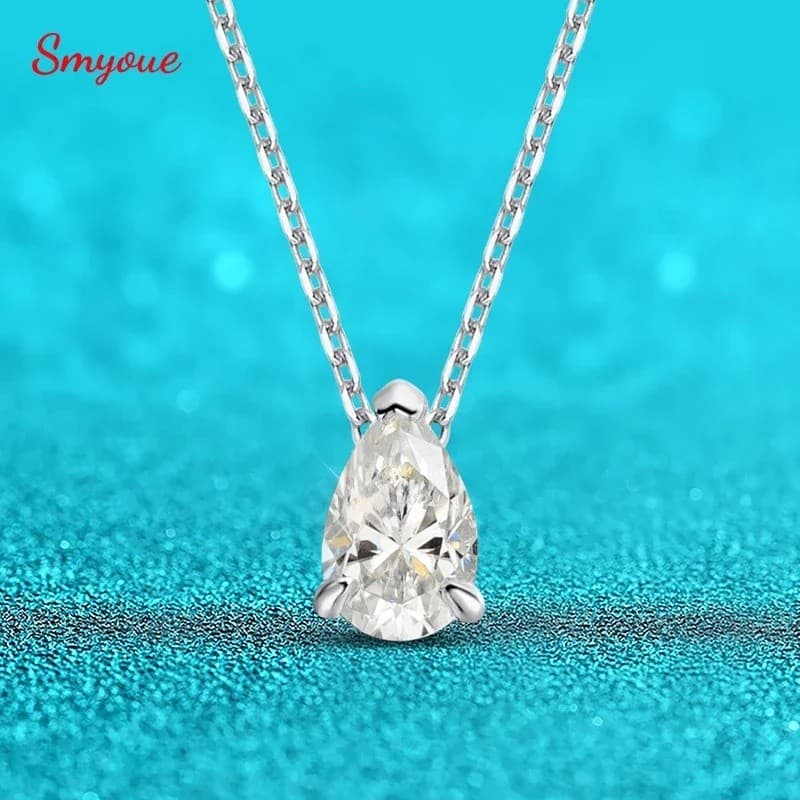 Smyoue Certificado 1ct 2ct Pêra Corte D VVS1 Colar De moissanite Para Mulheres Joias Banhadas A Ouro 18k 100 % Pingente