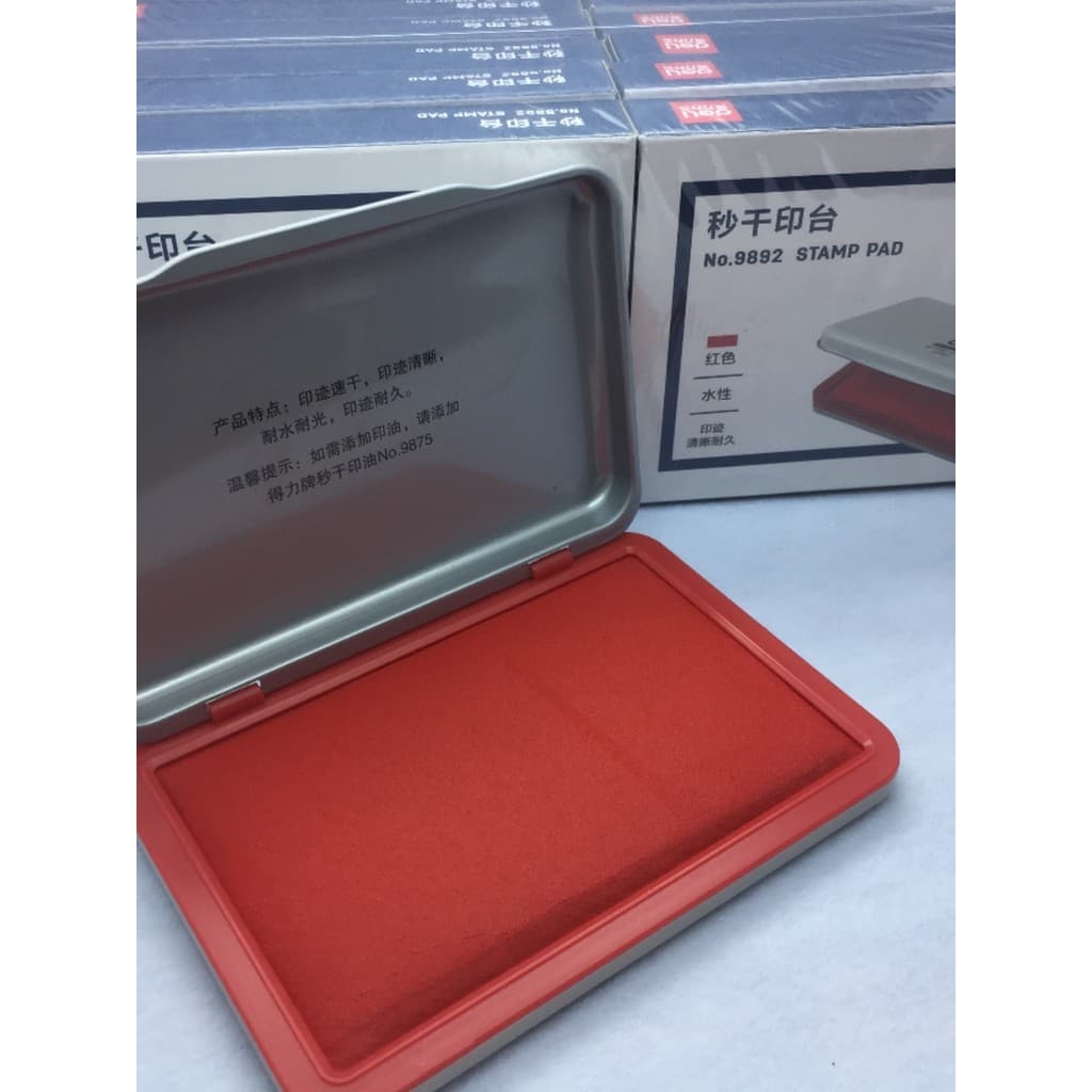 Deli 9892 almofada de carimbo de secagem rápida vermelho grande almofada de carimbo material de escritório financeiro ca