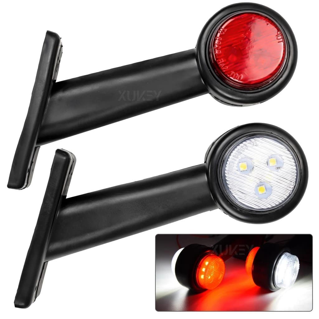 2x Lado Haste De Borracha Marcador Luz Vermelho Âmbar Contorno Lâmpada 12v 24v Para Caminhão Caravana Caminhões Semi Reb