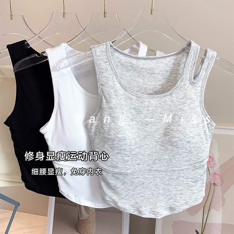 Slim-fit mais magro olhar Fitness Yoga Wear com almofada no peito respirável oco alças de ombro All-match colete esporti