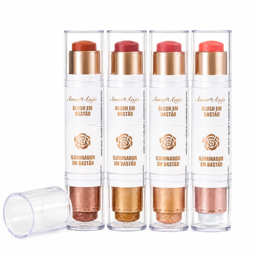 Blush e Iluminador em Bastão 2 em 1 Amor Anjo