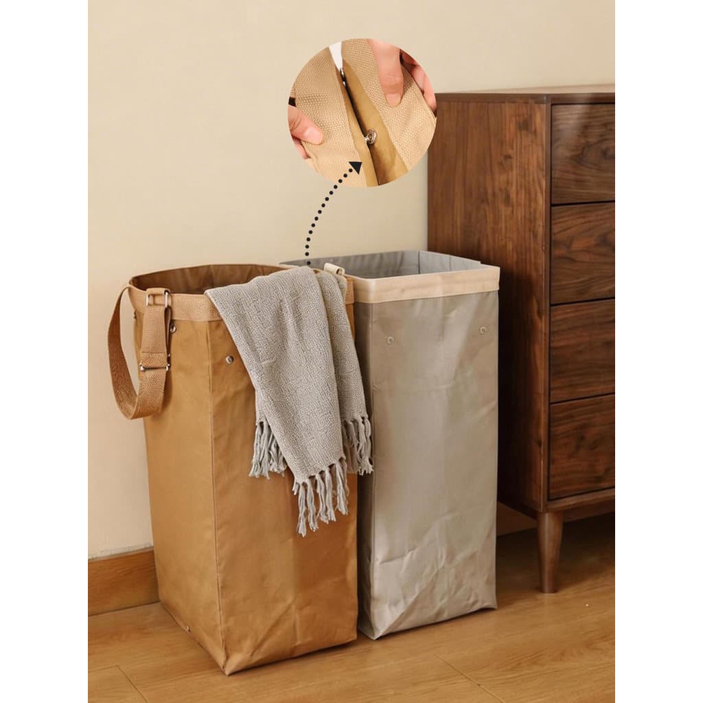 Cesto de roupas sujas de papel Kraft retrô com fenda estreita Cesto de armazenamento de roupas sujas Cesto de roupa suja