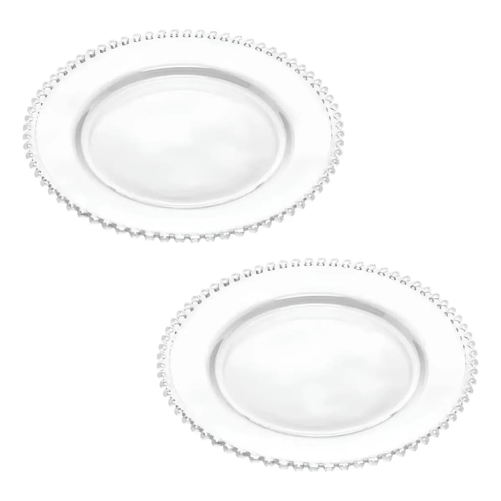 Jogo 2 Pratos Rasos Bolinhas Pearl Transparente Casambiente