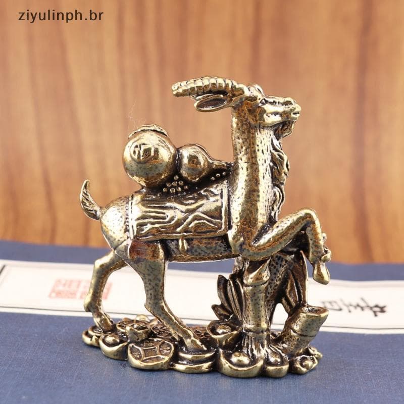 ziyulinph Estatueta De Ovelha Do Zodíaco De Latão Luy Fortuna Cabaça Decoração Artesanal Ornamento De Feng Shui Para De