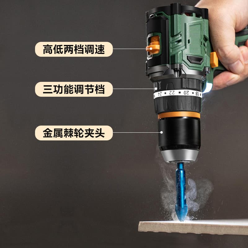 Furadeira elétrica de lítio sem escova, 21v, 13mm, impacto, mão, furadeira elétrica multifuncional, ferramenta de chave
