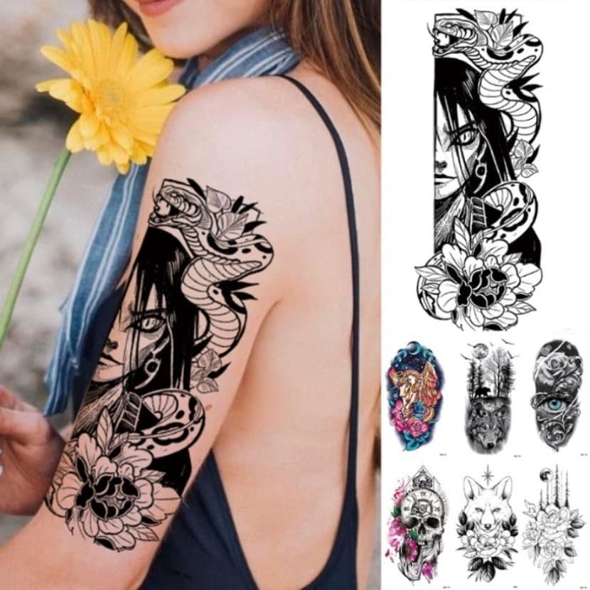 Adesivo De Tatuagem À Prova D'água Orochimaru Snake Flash Tatuagens Old School Body Falso Tatoo Personalizar Bem Abastec