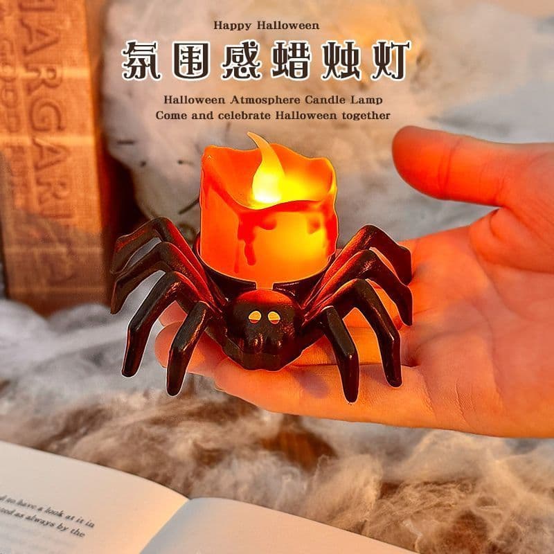 Estoque pronto Luz de vela de aranha LED Escrita criativa Matar ornamentos decorativos Bar Atmosfera Luz Horror Engraçad
