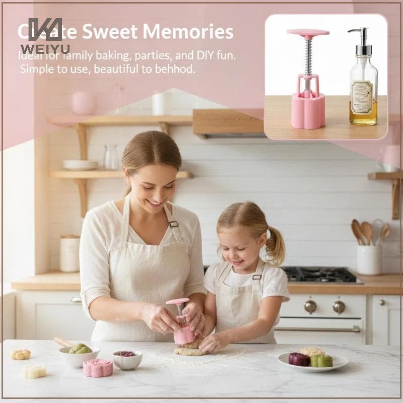 WEIYU Mão Imprensa Mooncake Molde Claro 3D Flor Padrão Selos Alimentos Seguros Para Cozimento Em Casa Meados De Outono F
