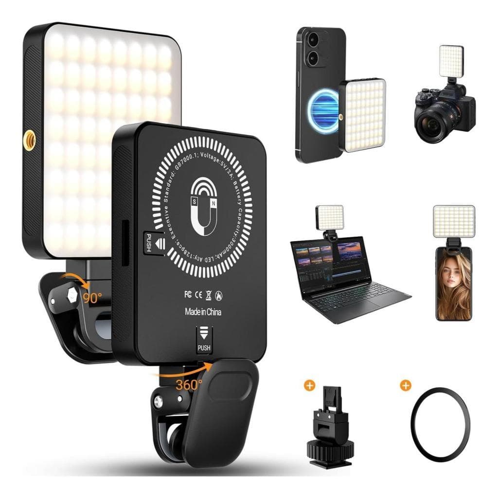Luz de vídeo LED RGB magnética Tomvorks para sessões profissionais - Bateria de longa duração adequada para