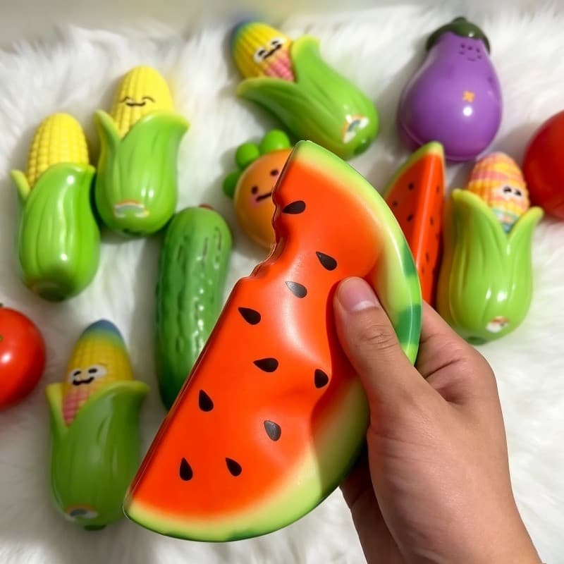 Bonito Melancia Mole Fidget Adulto Recuperação Lenta Brinquedo De Descompressão Anti-Stress Lento Subindo Frutas Macio A
