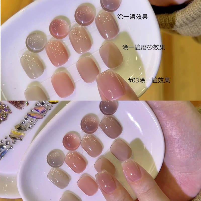Olinting Manicure pêssego em pó série chá nu unha polonês cola influenciador desejo puro cor transparente clareamento un