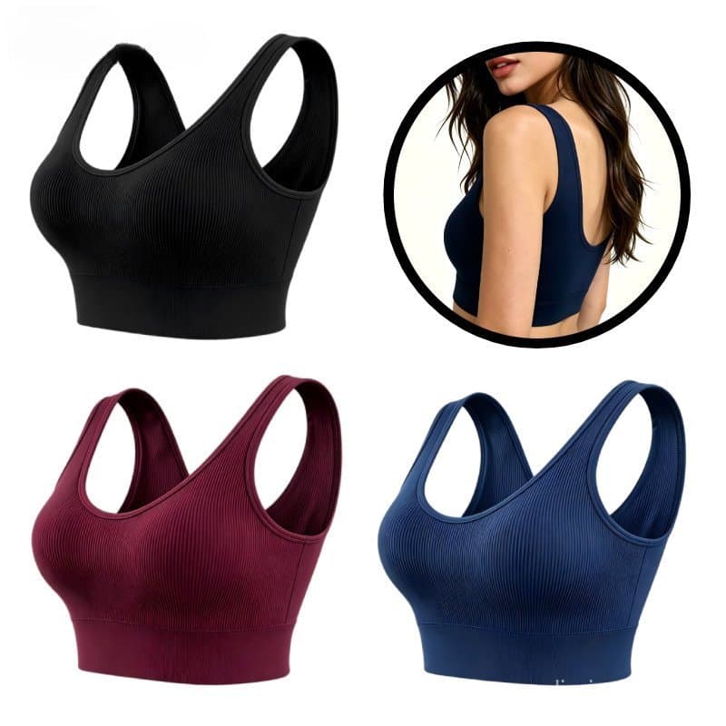 Kit 3 Sutiã Top Sem Pescoço Feminino Decotado Esportivo para Fitness Yoga Corrida