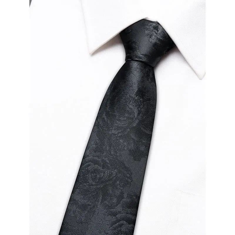 Gravata Moda Masculina Retro Preto Cinza Padrão Feito à Mão Britânico High-End20260827