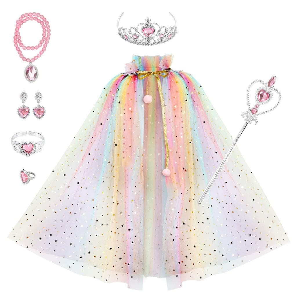 Fantasia manto escala de peixe gaze manto arco-íris princesa terno de aniversário roupas infantis