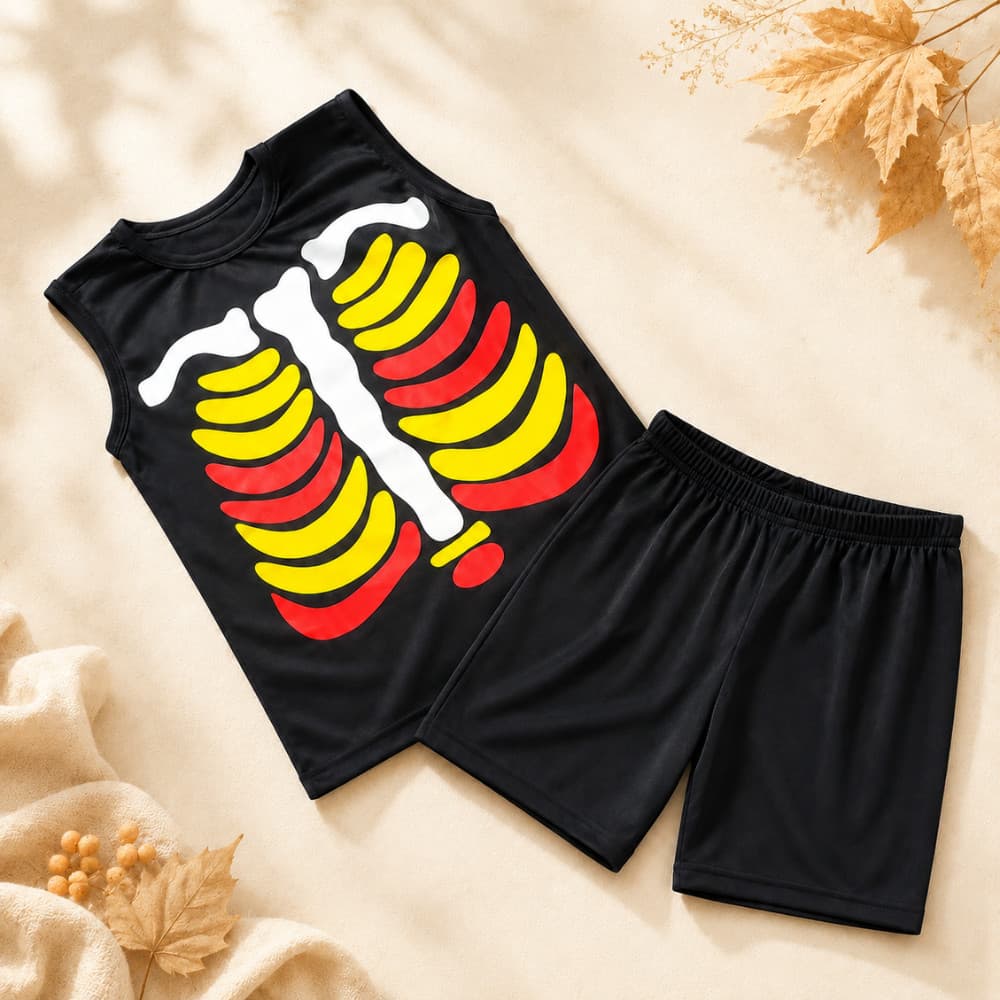 Conjunto Fantasia Caveira Mexicana Infantil Menino para Halloween
