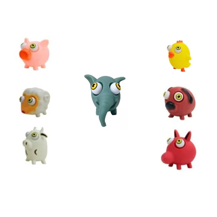 Kit 4 Squishy Fidget Bichinho Olho Esbugalhado Anti Stress