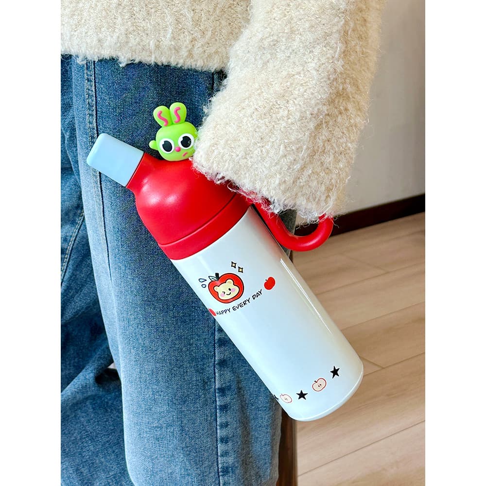 Copo térmico de aço inoxidável bonito para meninas de alto valor, grande capacidade, estudante, chaleira ao ar livre, xí