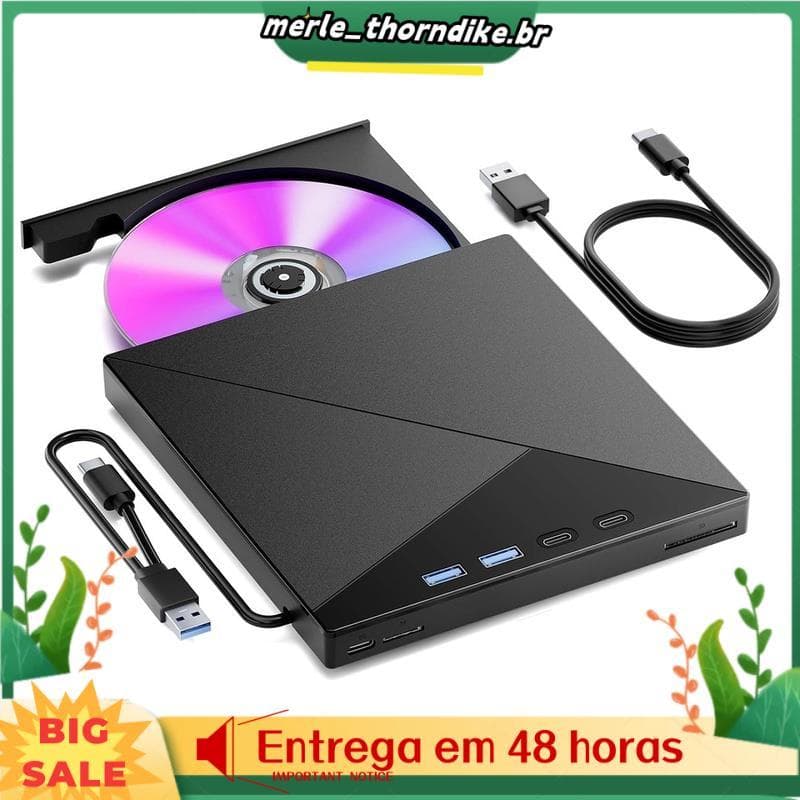 Leitor TF/SD Tipo C , Interface USB-E A , Unidade De CD DVD Externa Portátil , Gravador De Com Suporte Para /