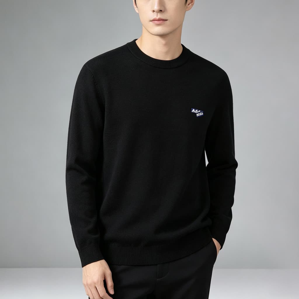 Em nome do envio masculino malhas de manga comprida etiqueta uma peça camisola corte Casual letras do mar masculino 1u01
