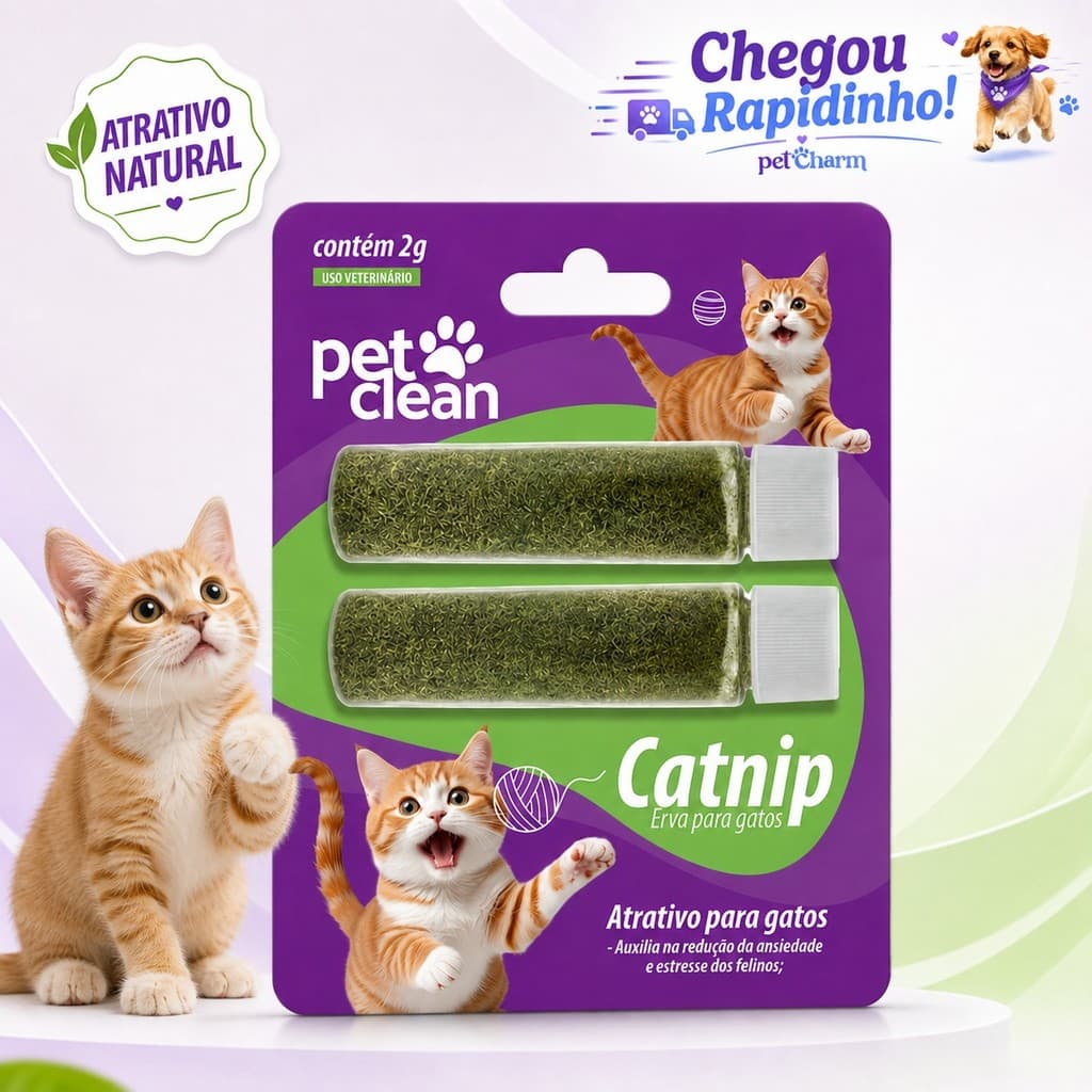 Pet Clean Catnip 2g Erva para Gatos Natural Atrativo Relaxante Estimulante Antiestresse