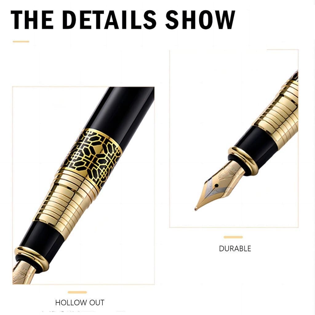 1 + 10 Peças Conjunto De Caneta De Metal Retrô Simples Caligrafia F Nib Clássico Vintage Presente Design Escrita De Pape