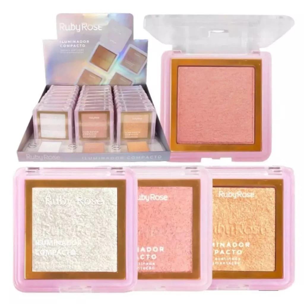 Iluminador Compacto Ruby Rose Cream Powder Acabamento Acetinado Alta Pigmentação
