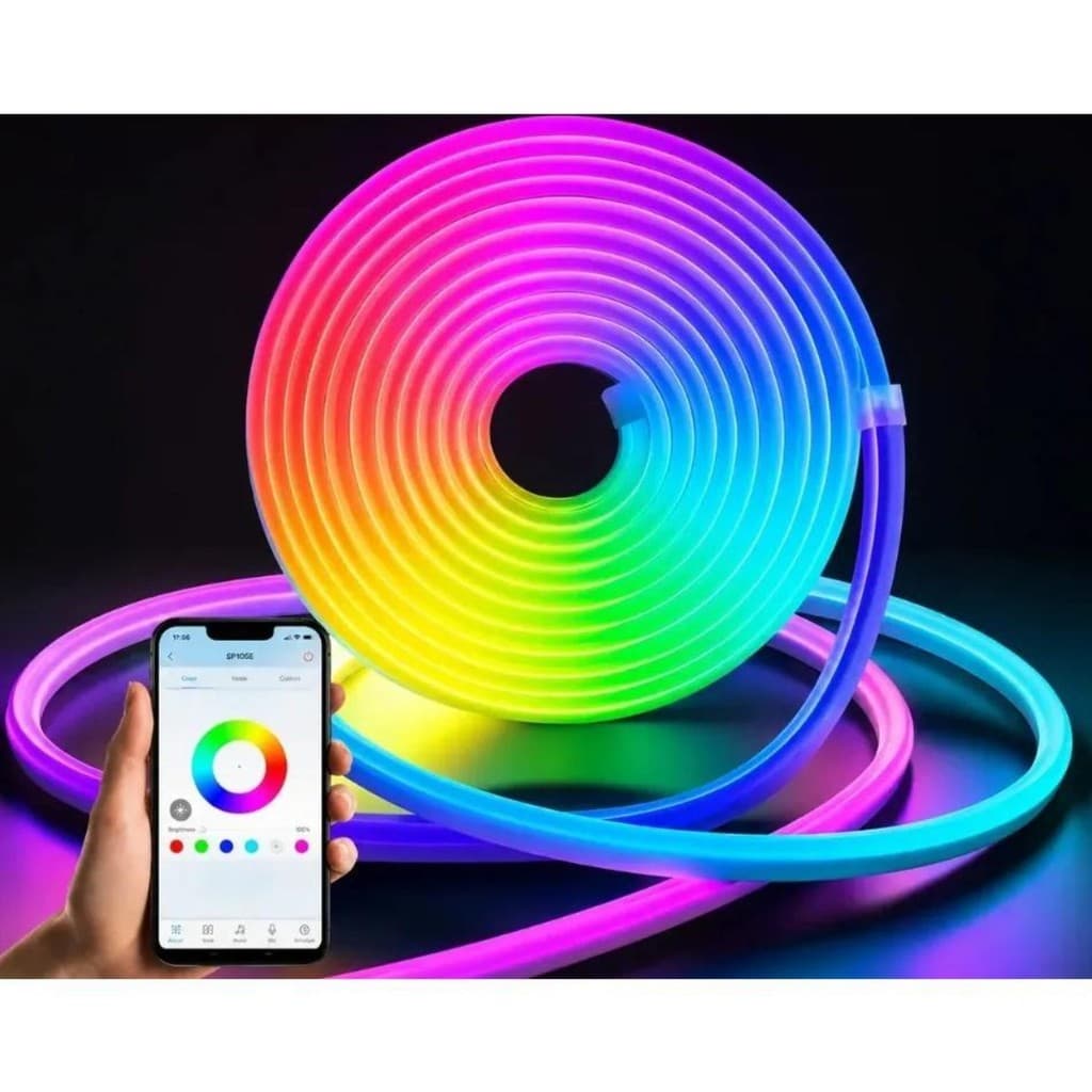 Fita De Neon À Prova D'água 5m 2835 Rgb Sem Fonte Uso App ou uso controle Bluetooth  Usb Flexível De Silicone  Rgb  5v