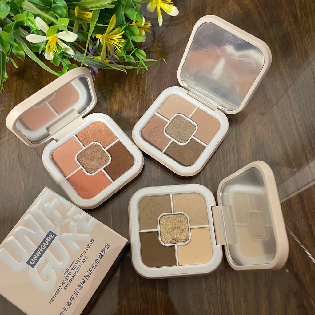 Yokazi paleta de sombras olhos da tarde veludo cinco cores paleta de sombras fosco ligeiramente piscando perolado inicia
