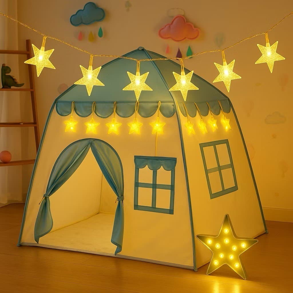 Barraca Infantil Princesa Castelo Rosa Tenda Casinha de Brincar Infantil com Janelas e Flores
